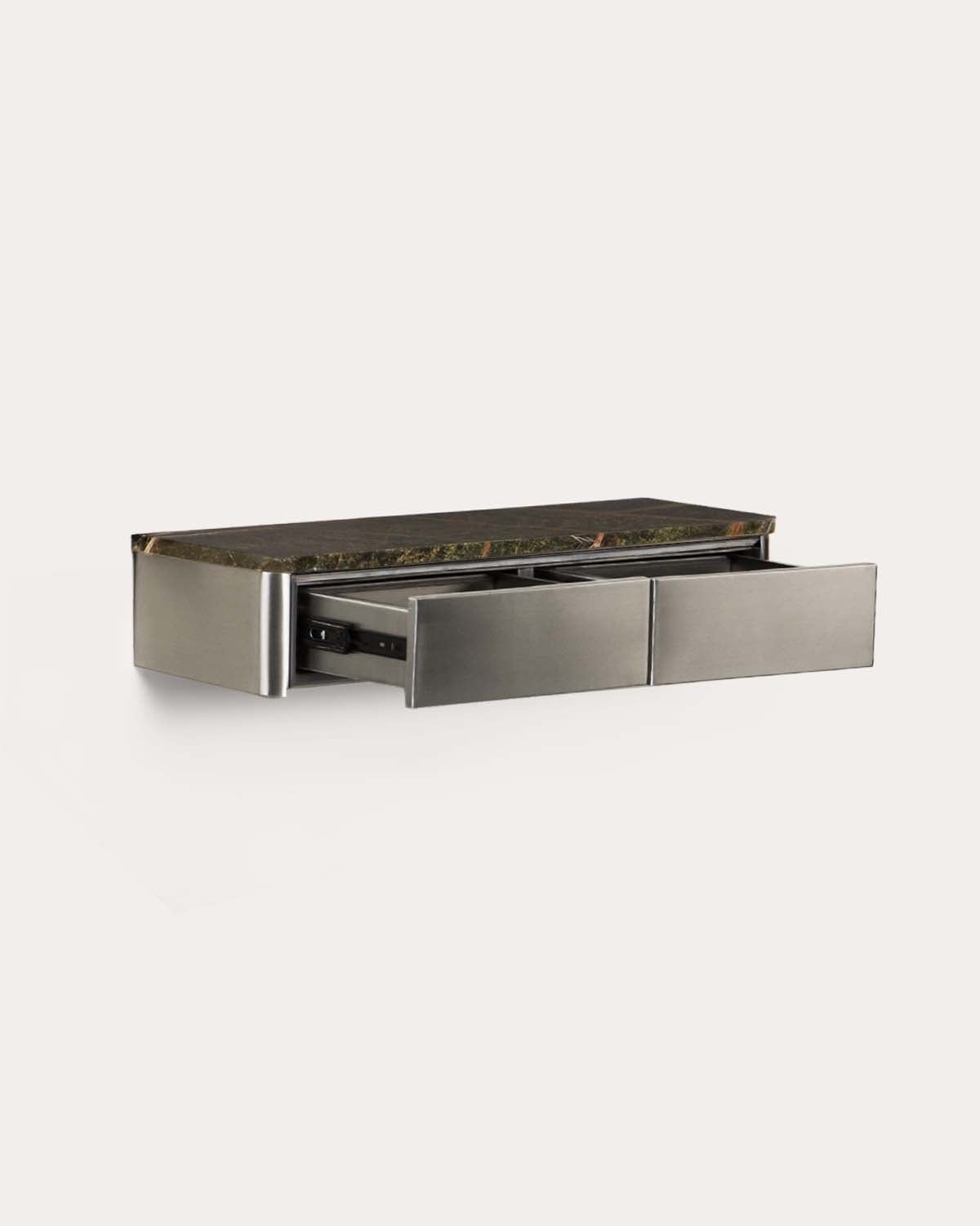 Rechteckige Wand-Flurkonsole 80x25 cm mit 2 Schubladen aus Marmor und Metall Ulfhild, Galeriebild 2