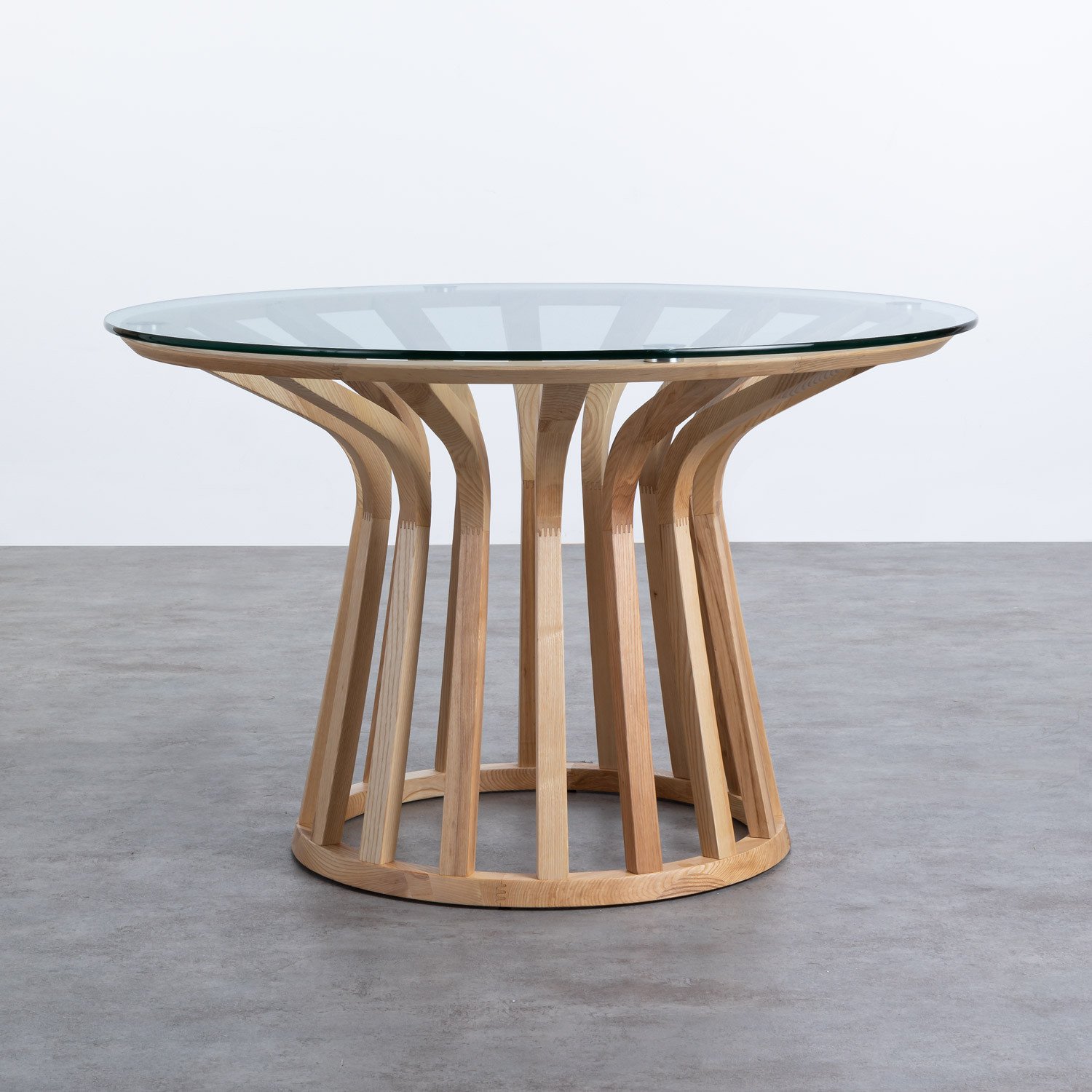 Runder Esstisch aus Holz und Glas (Ø120 cm) Roxet, Galeriebild 1