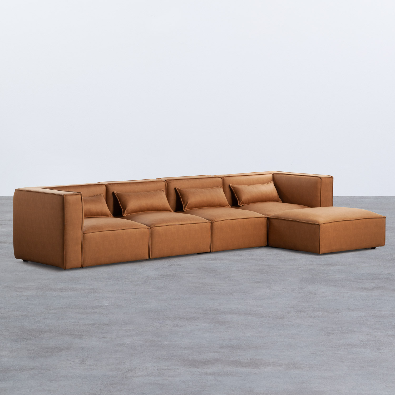 Modulares Sofa mit Pouff aus Nubuk-Kunstleder Kilhe, Galeriebild 1