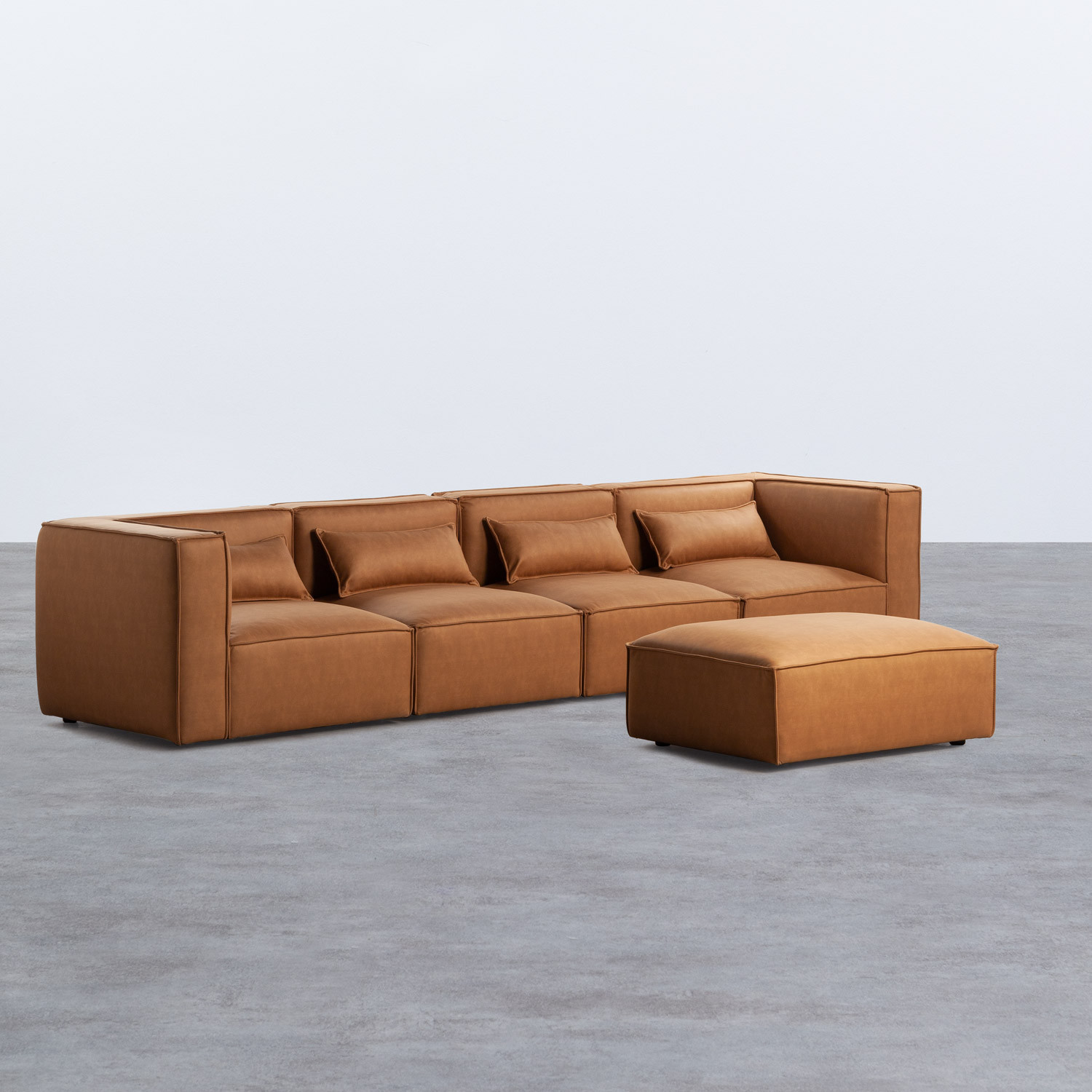 Modulares Sofa mit Pouff aus Nubuk-Kunstleder Kilhe, Galeriebild 2