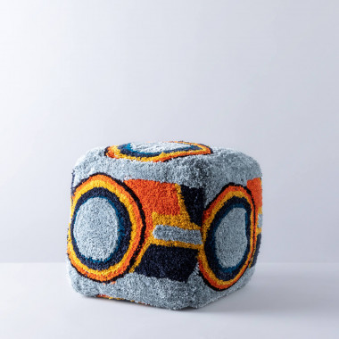 Puff Cuadrado con Almacenaje y Ruedas en Metal y Tela Graos - themasie.com