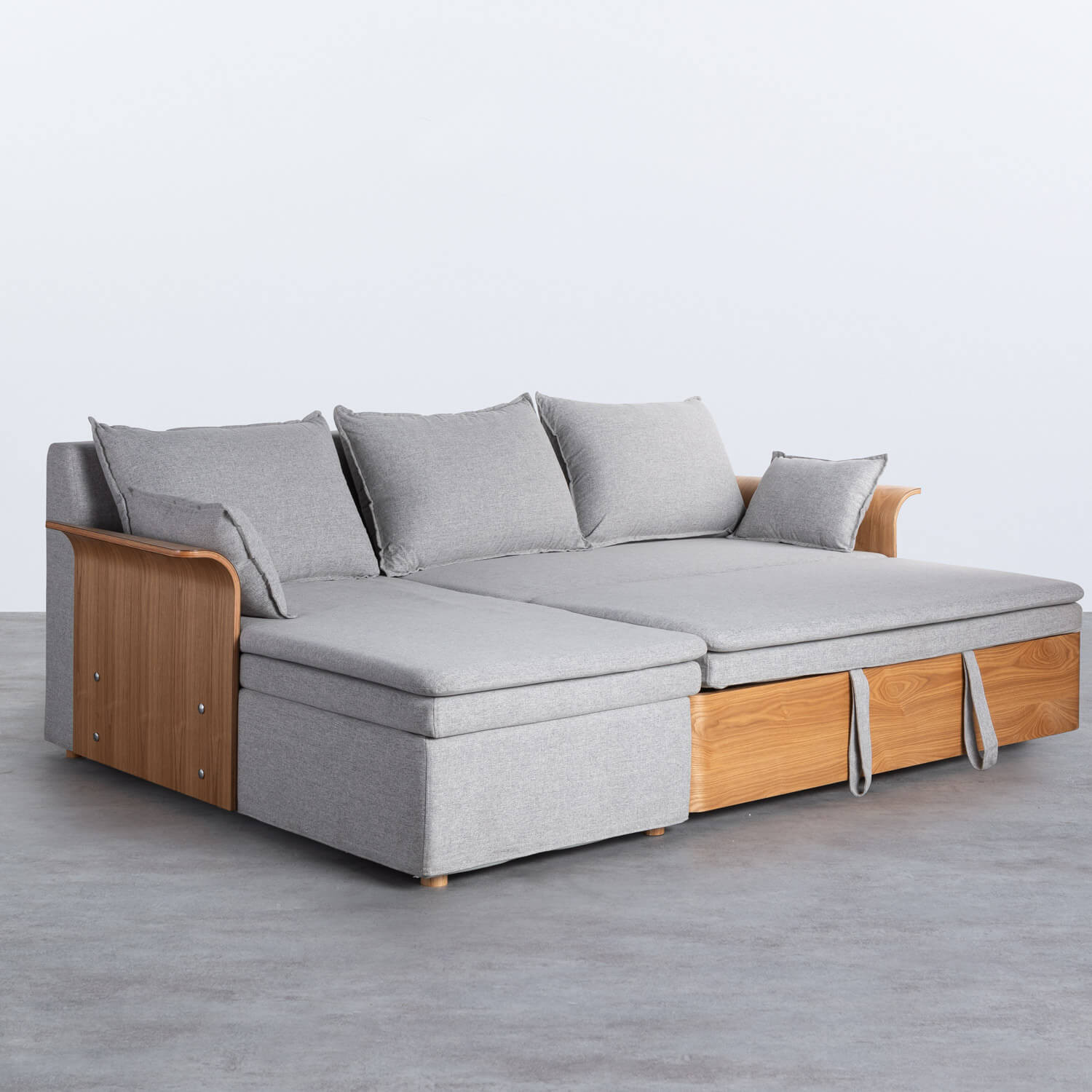 Sofá Cama Chaise Longue Izquierda 3 Plazas en Tela Nato