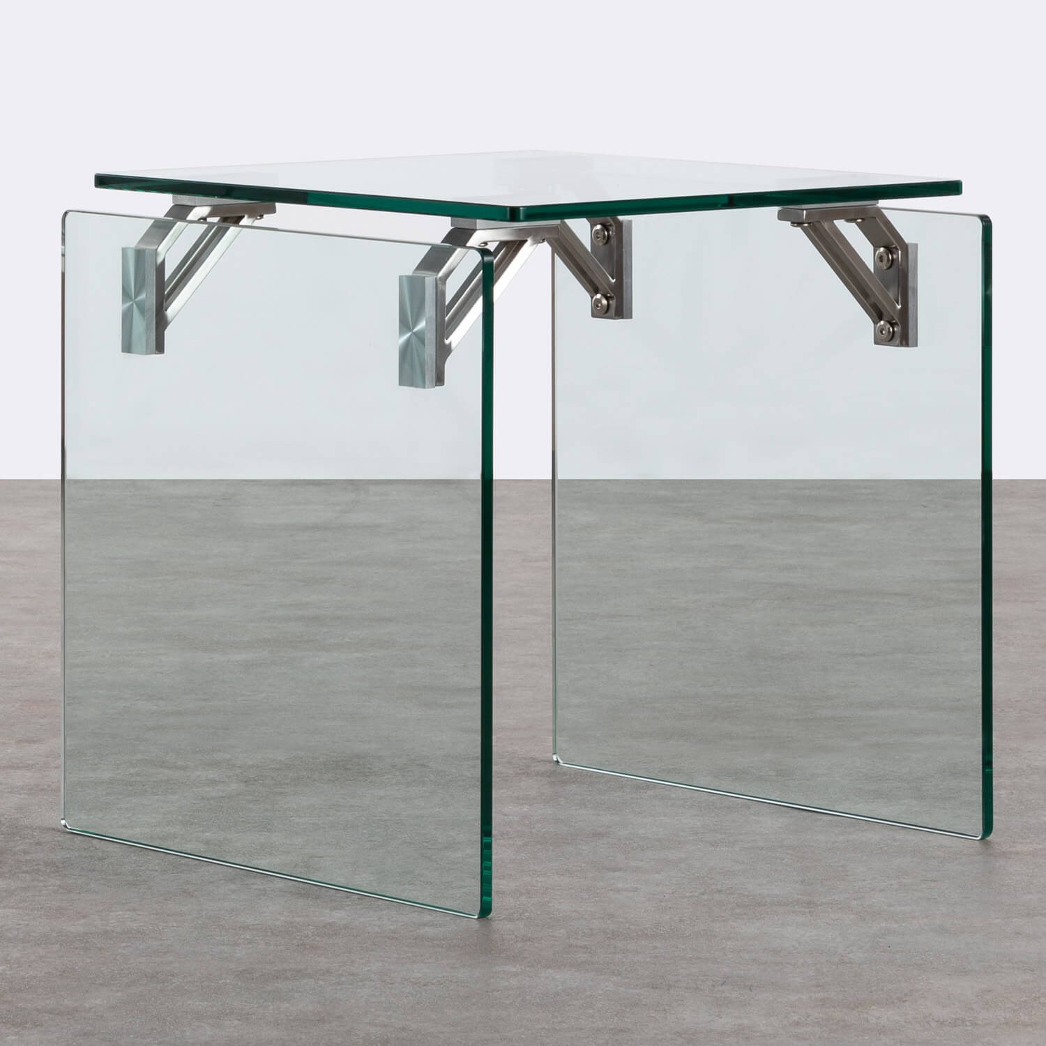 Mesa Auxiliar Cuadrada de Cristal Templado y Acero Inoxidable (51x50 cm) Yera, imagen de galería 1