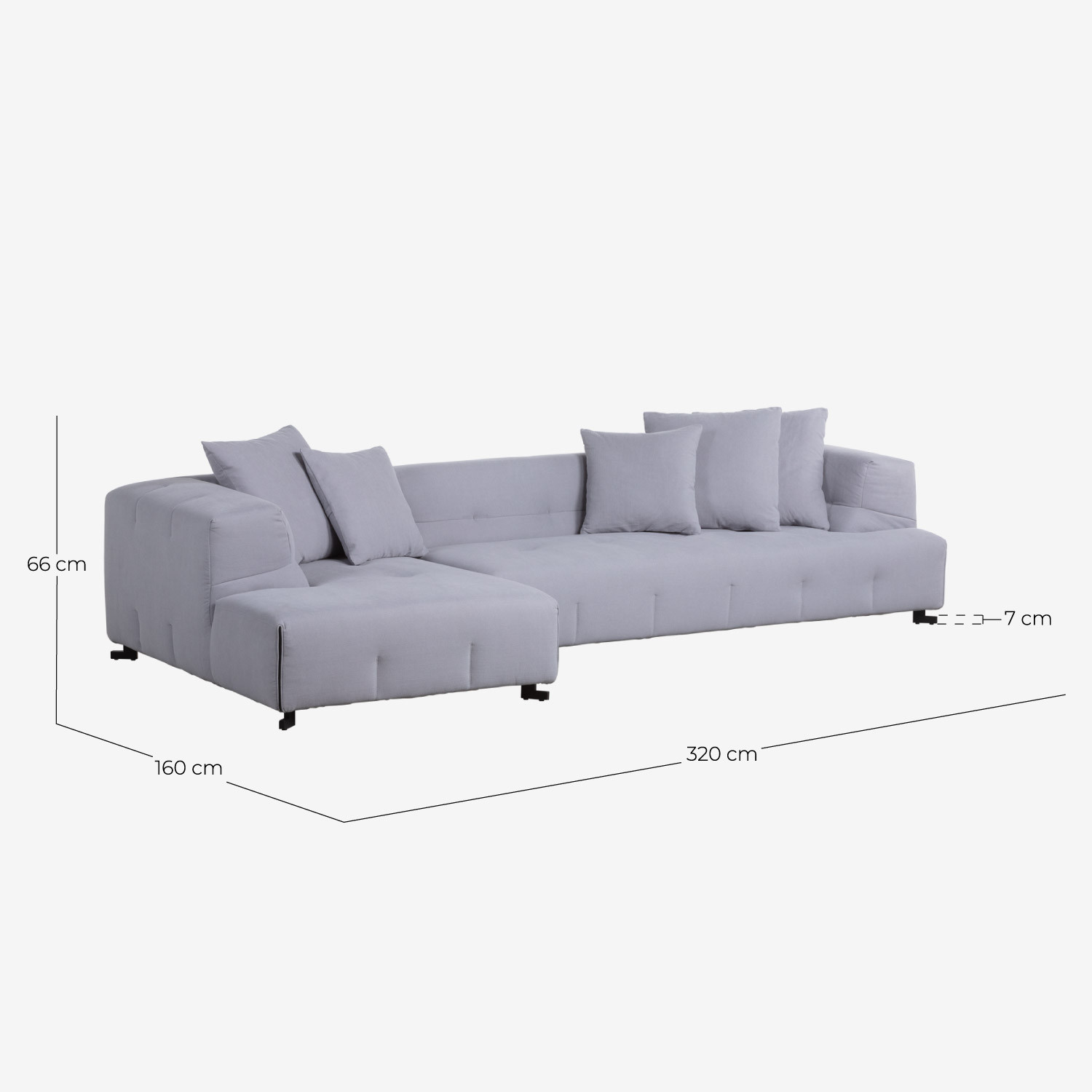 Sibay sofá chaise longue izquierda 4 plazas gris
