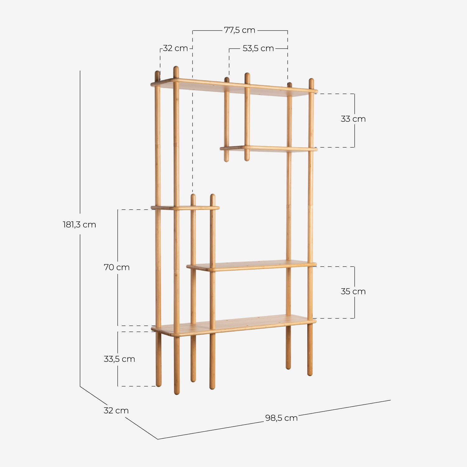 Estantería de madera de bambú de 6 estantes, estantería esquinera de pie  para áreas de recepción/cafeterías/guardería, revistero moderno de pie