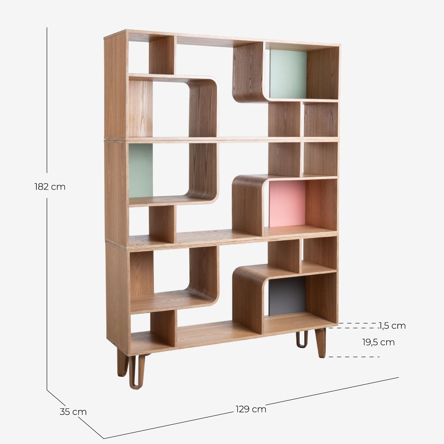 Estantería 180x130 cm de Madera Arak, medidas