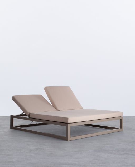 Tumbona Doble Reclinable de Aluminio con Cojín de Tela Kewin