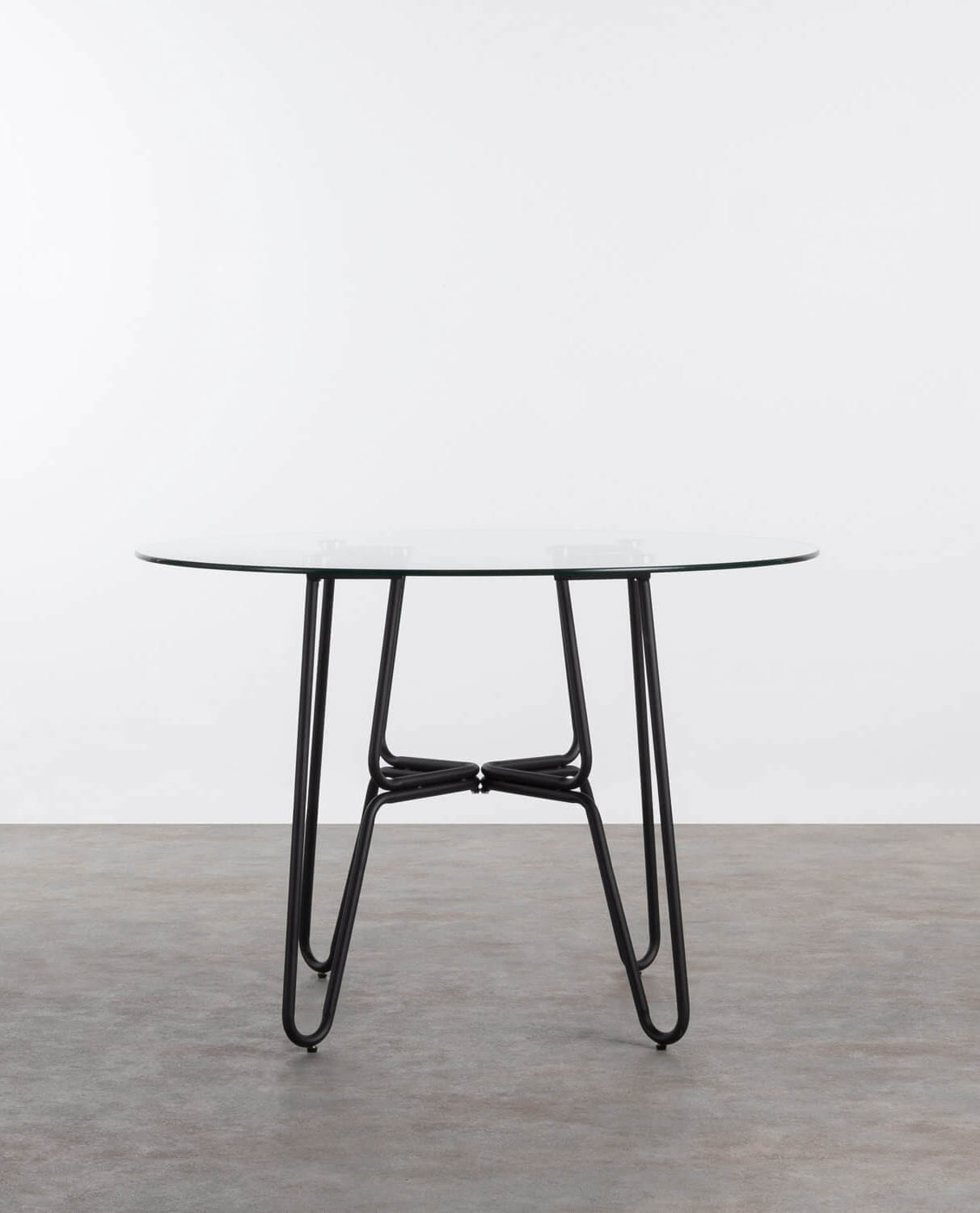 Mesa de Comedor de Cristal Templado y Metal  ( Ø110 cm) Aldab, imagen de galería 1