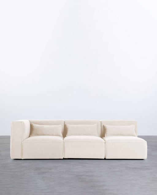 Sofá Modular de 3 piezas con 2 Sillones de Tela Bouclé Kilhe