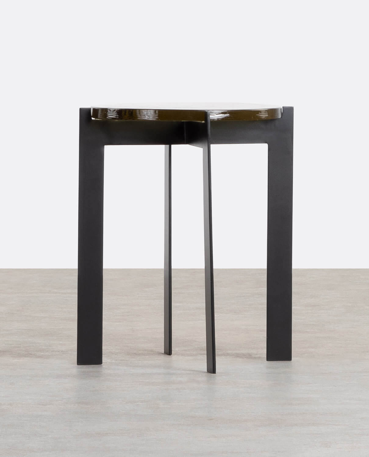 Mesa Auxiliar Redonda de Cristal y Metal (Ø37 cm) Faris, imagen de galería 1