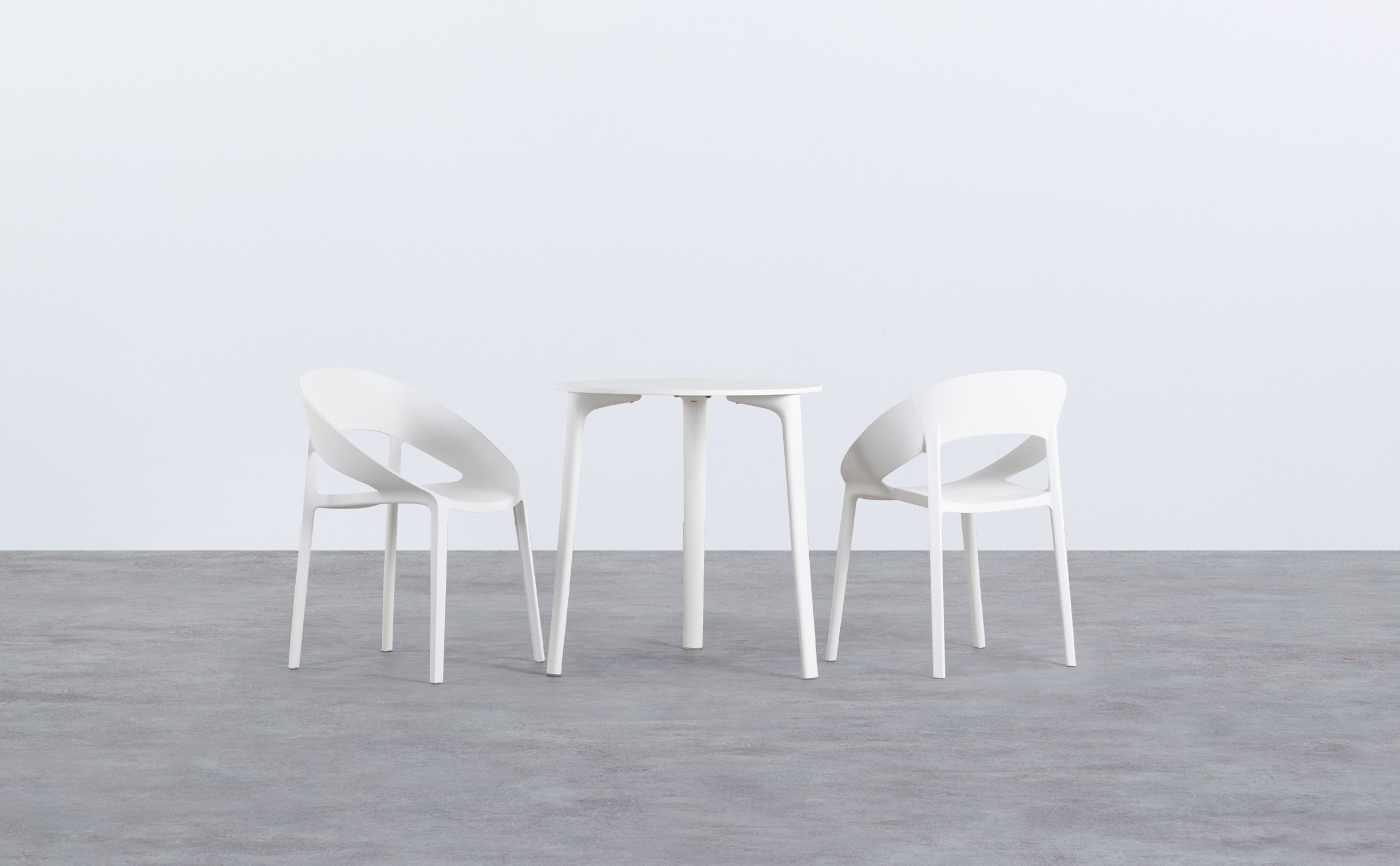 Set de Mesa Redonda de Madera Abi y 2 Sillas de Polipropileno Lara, imagen de galería 1