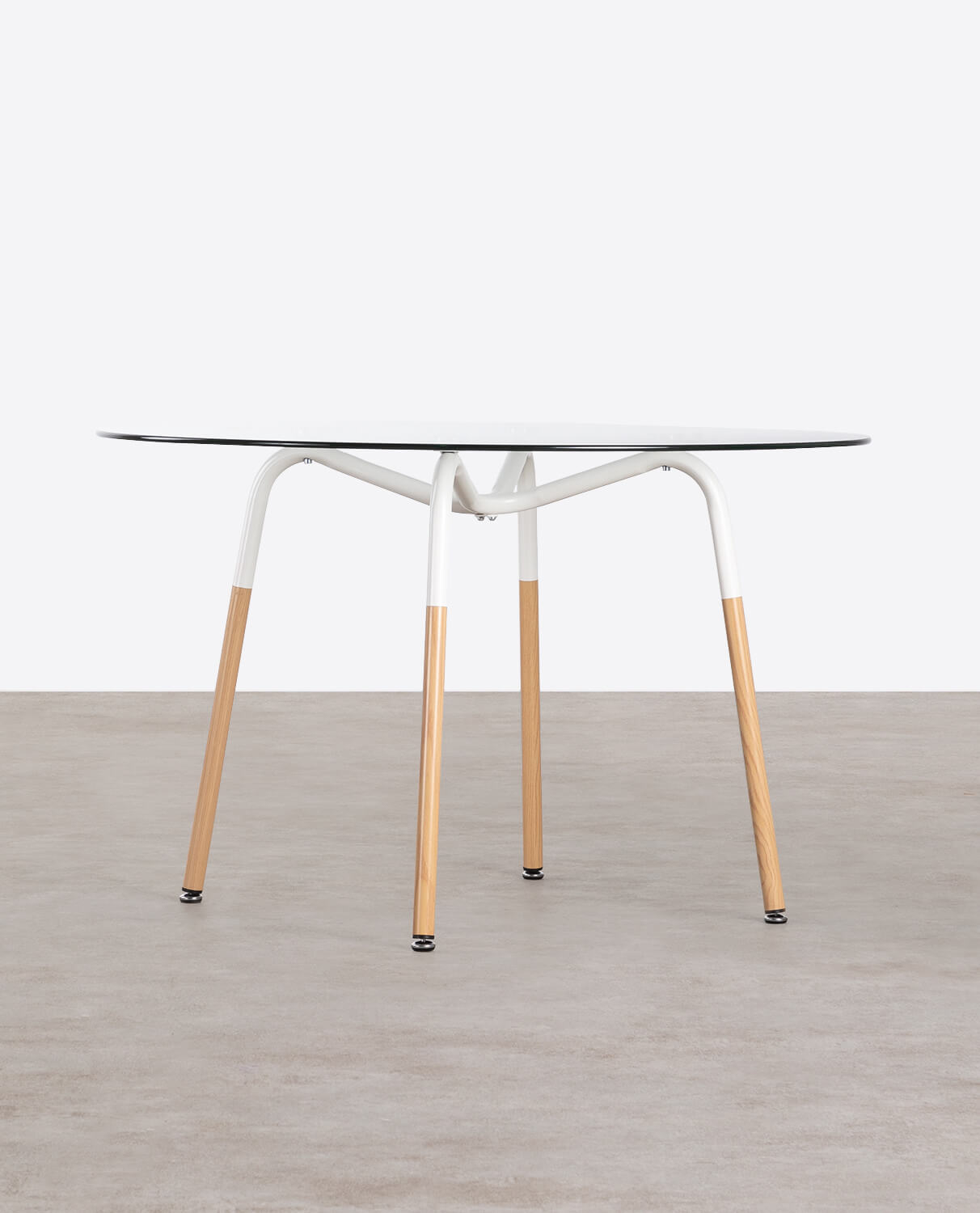 Mesa de Comedor Redonda de Cristal Templado y Metal Bryna, imagen de galería 2