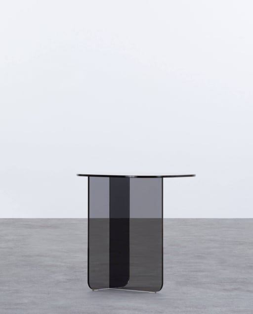 Mesa Auxiliar Alta Ovalada de Cristal Templado (40,5x40 cm) Urel