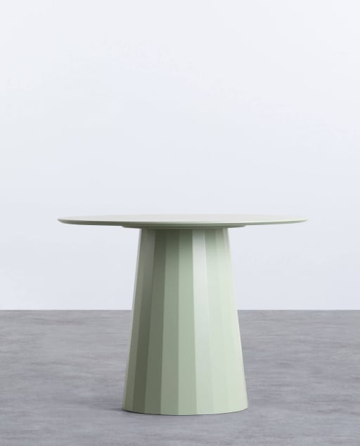 Mesa de Comedor Redonda de Madera y Metal (Ø100 cm) Irem - Verde Sage