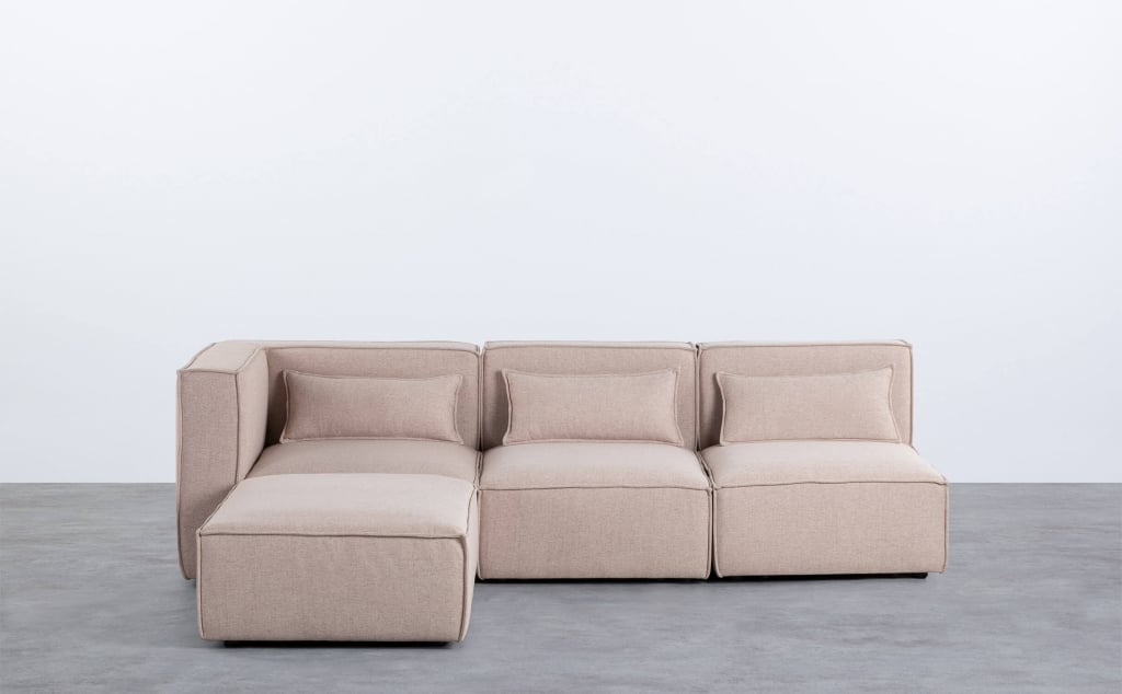 Sofá Modular de 3 Piezas con 2 Sillones y Puff de Tela Kilhe