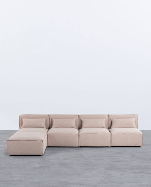 Sofá Modular de 4 Piezas y Puff de Tela Kilhe