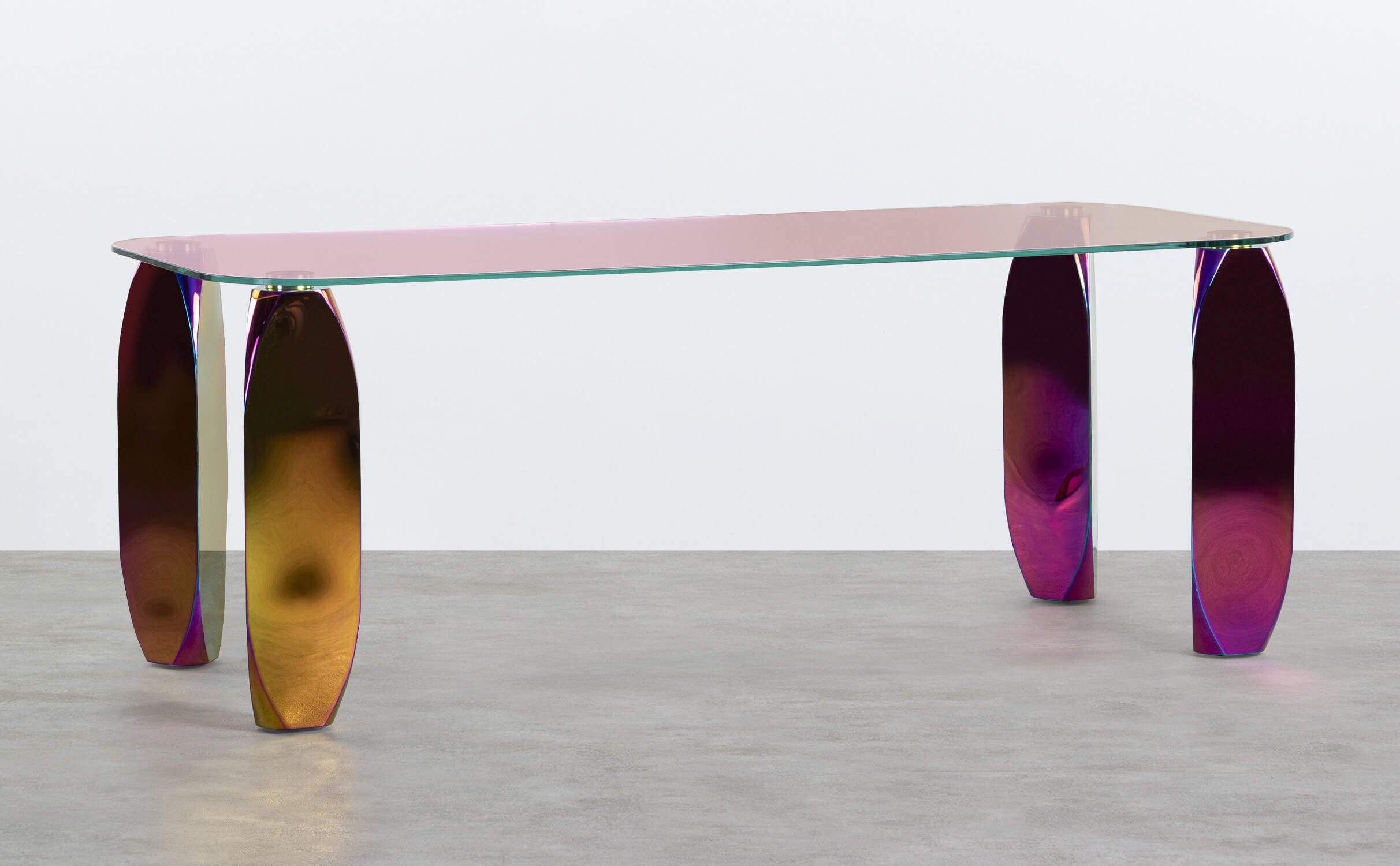 Mesa de Comedor Rectangular Iridiscente de Cristal Templado (200x90 cm) Merli, imagen de galería 1