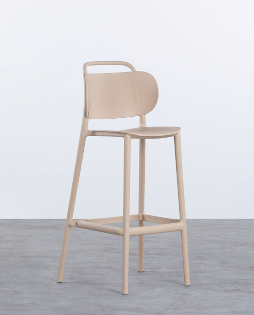 Taburete Alto de Exterior de Polipropileno (77 cm) Kole - Beige Seashell