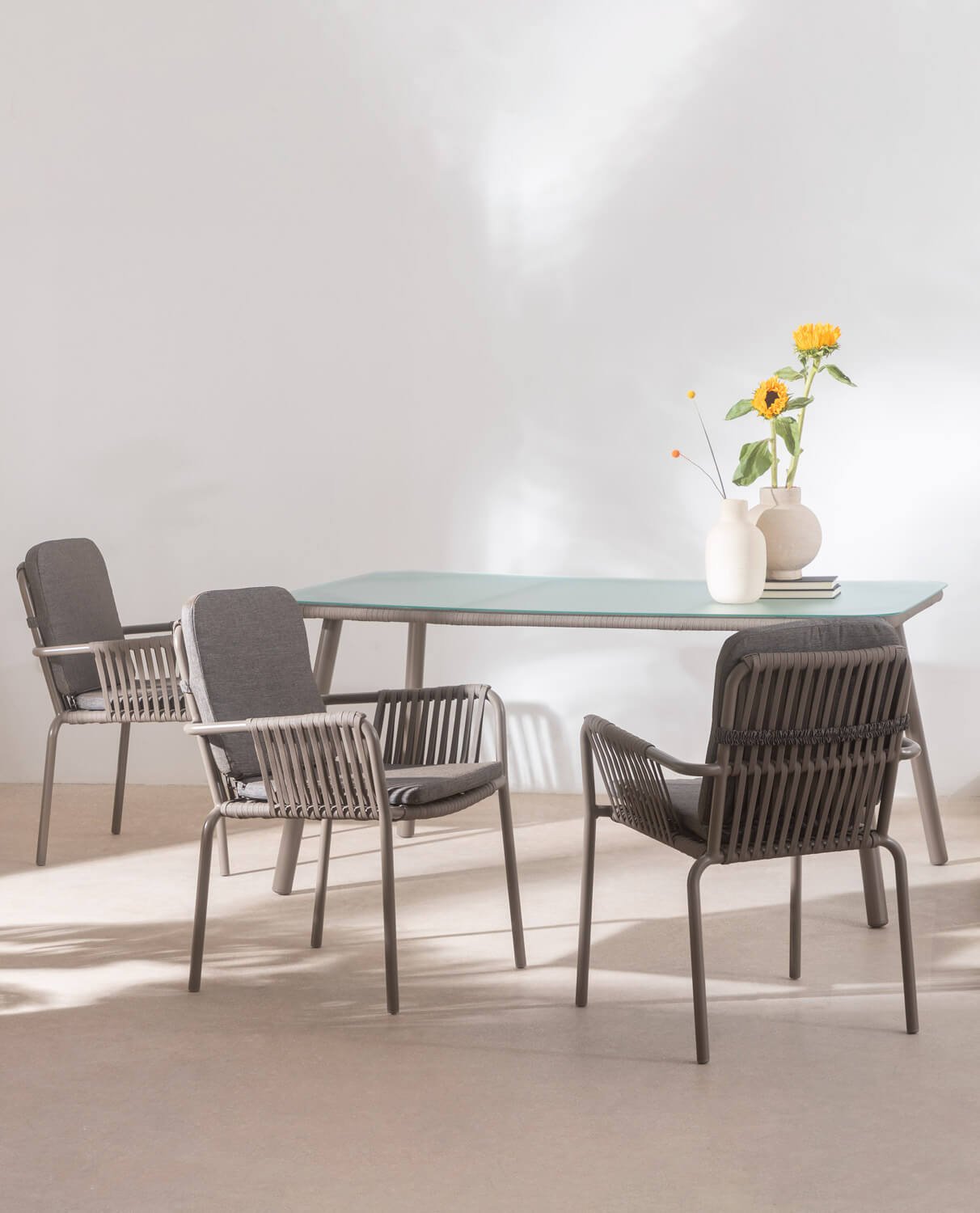 Pack 4 Sillas de Comedor con Reposabrazos de Aluminio y cuerda Drian, imagen de galería 2