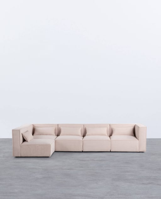 Sofá Modular de 5 Piezas con 2 Sillones Esquineros de Pana Gruesa Kilhe