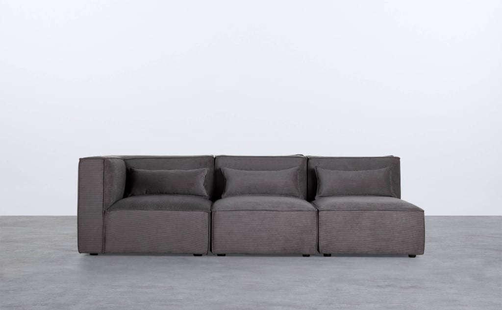 Sofá Modular de 3 Piezas con  2 Sillones de Pana Kilhe