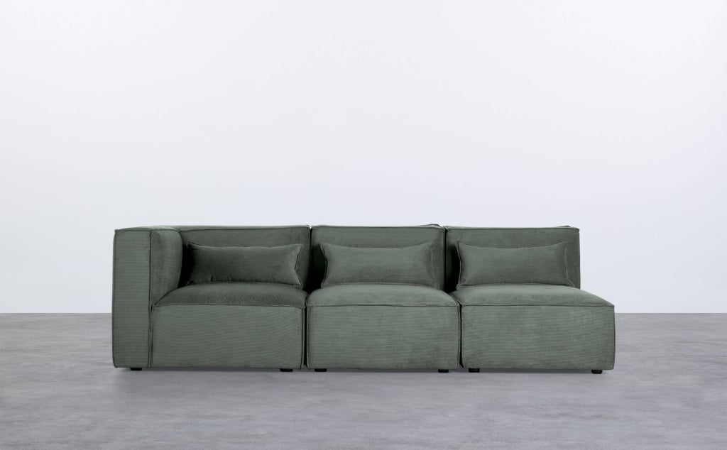 Sofá Modular de 3 Piezas con  2 Sillones de Pana Kilhe