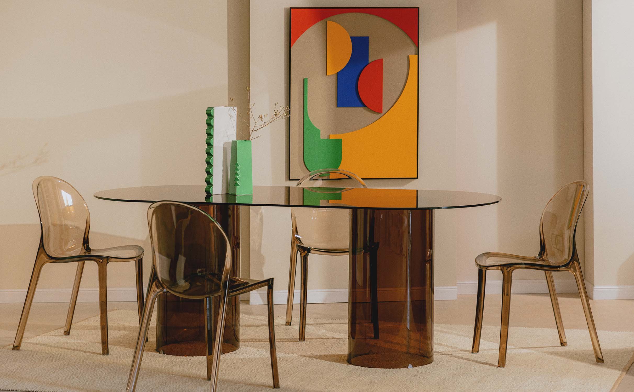 Mesa de Comedor Ovalada de Cristal Templado (200x90 cm) Kolu, imagen de galería 1