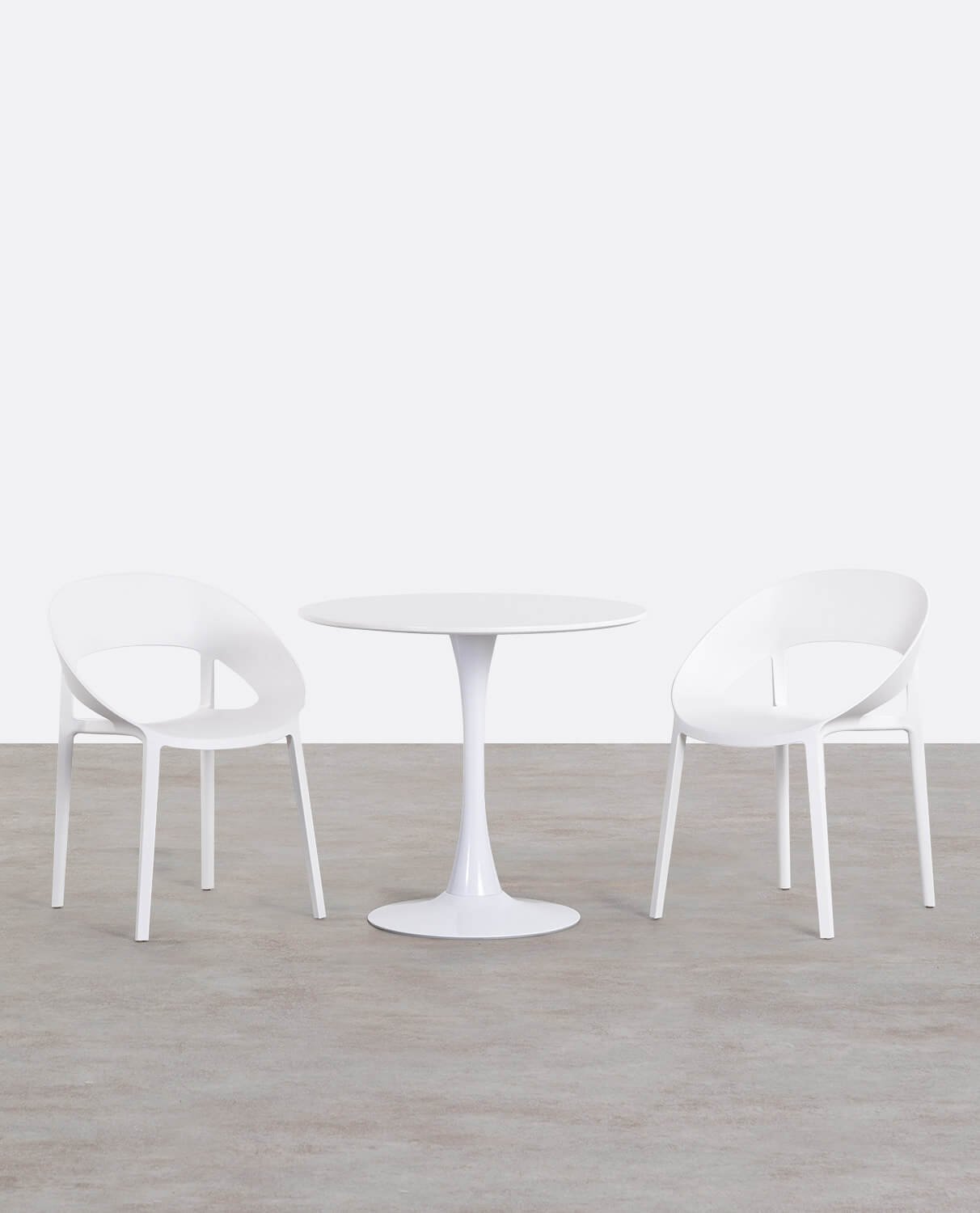 Set de Mesa de Comedor Redonda de Madera (Ø80 cm) Chess y 2 Sillas de Polipropileno Lara , imagen de galería 1
