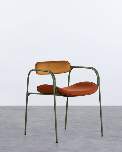 Silla de Comedor con Reposabrazos de Terciopelo y Tela Ilan