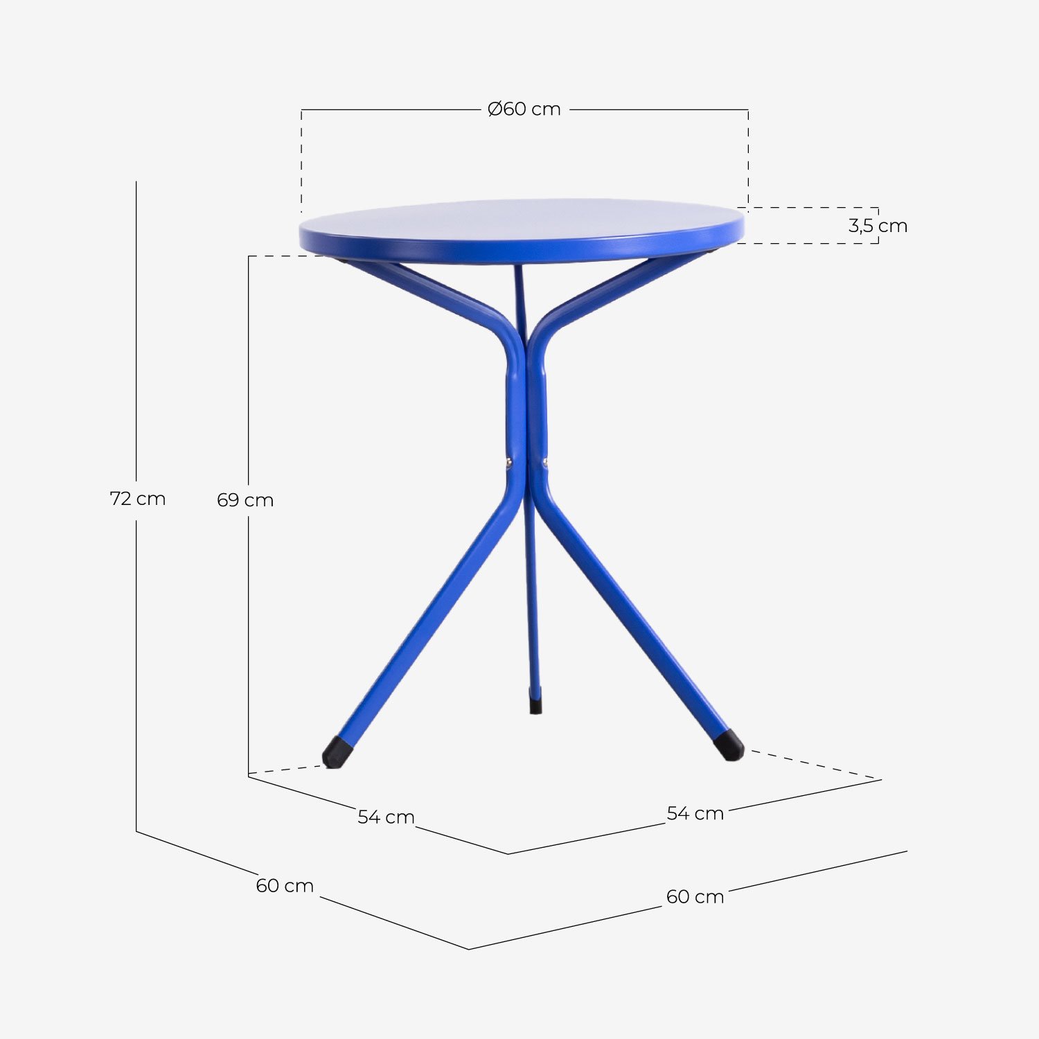 Mesa de Exterior Redonda de Metal (Ø60 cm) Enlo , medidas