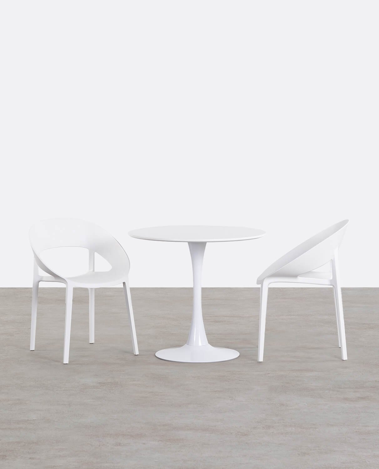 Set de Mesa de Comedor Redonda de Madera (Ø80 cm) Chess y 2 Sillas de Polipropileno Lara , imagen de galería 2
