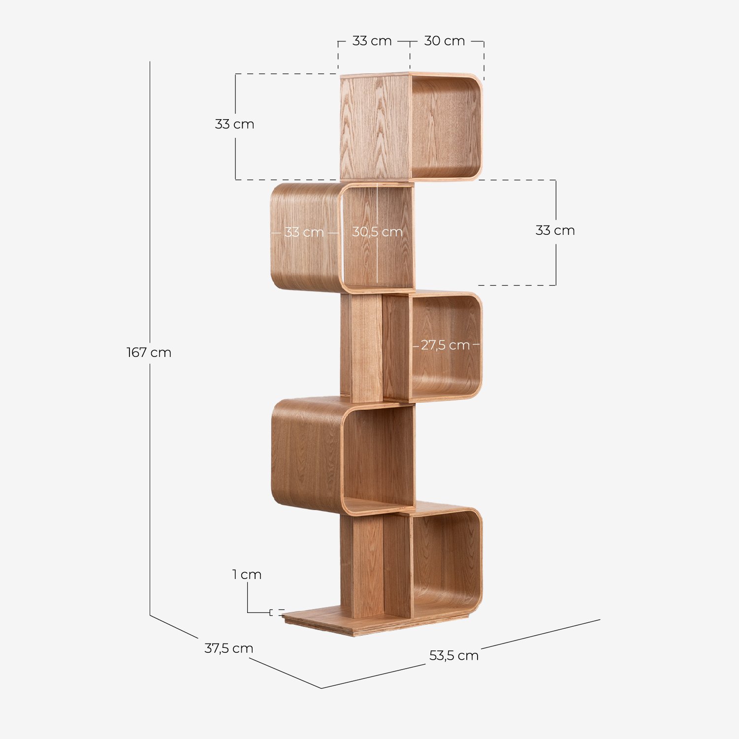Estantería de Madera (167x53,5 cm) Xosi, medidas