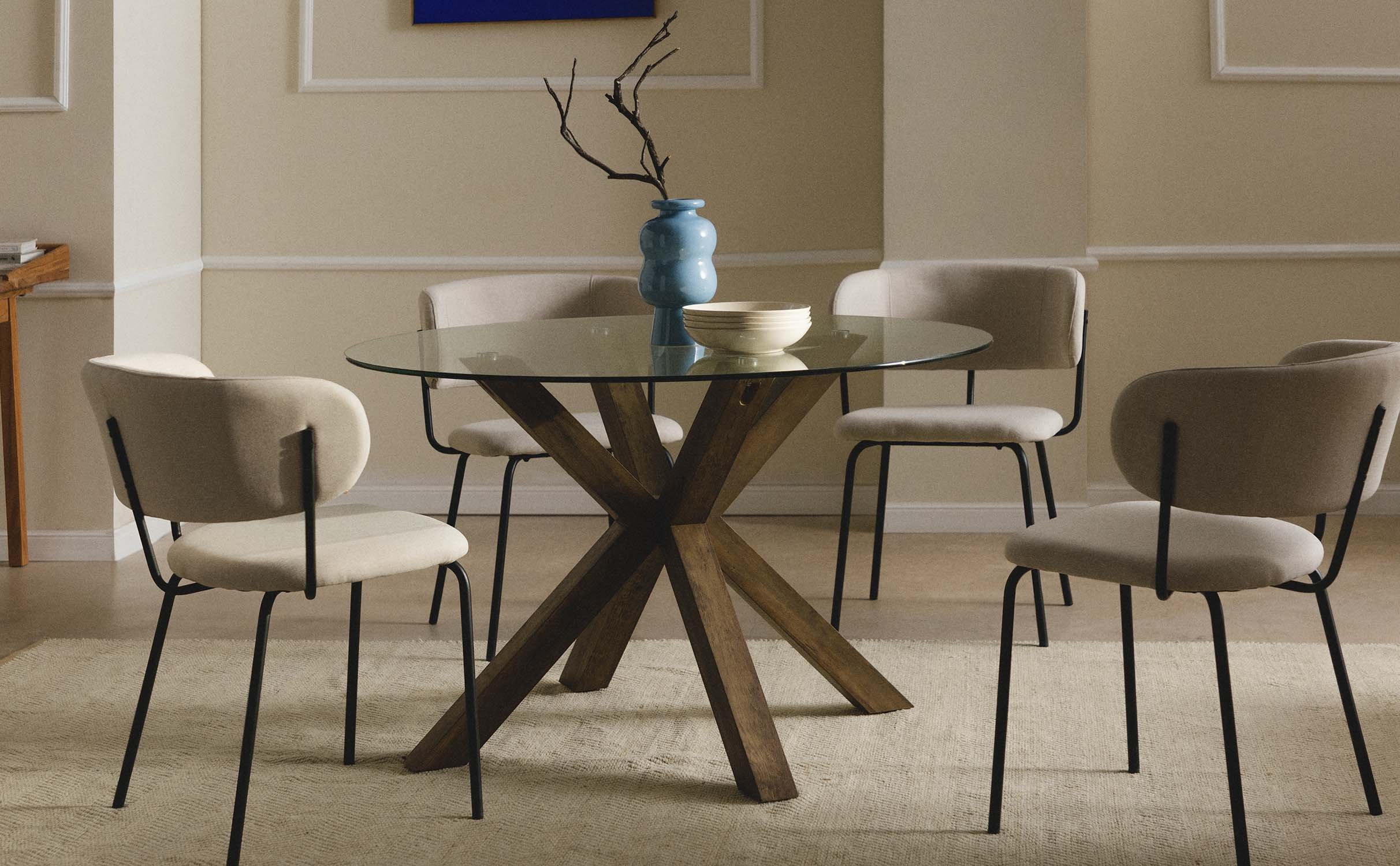 Mesa de Comedor Redonda de Madera y Cristal (Ø120 cm) Vuoto, imagen de galería 1