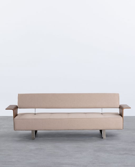 Sofá Cama de 3 Plazas con Reposabrazos de Madera y Tela New 70S