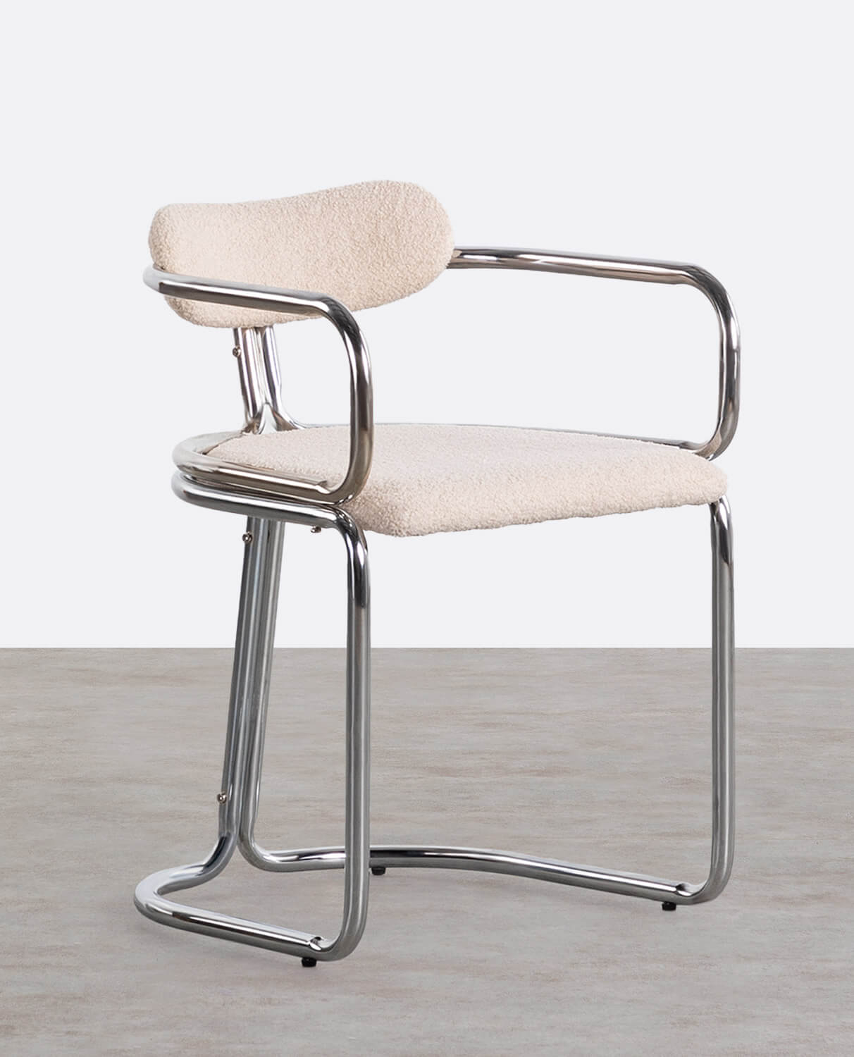 Pack 2 Sillas de Comedor con Reposabrazos de Tela y Metal Teba Bouclé, imagen de galería 1