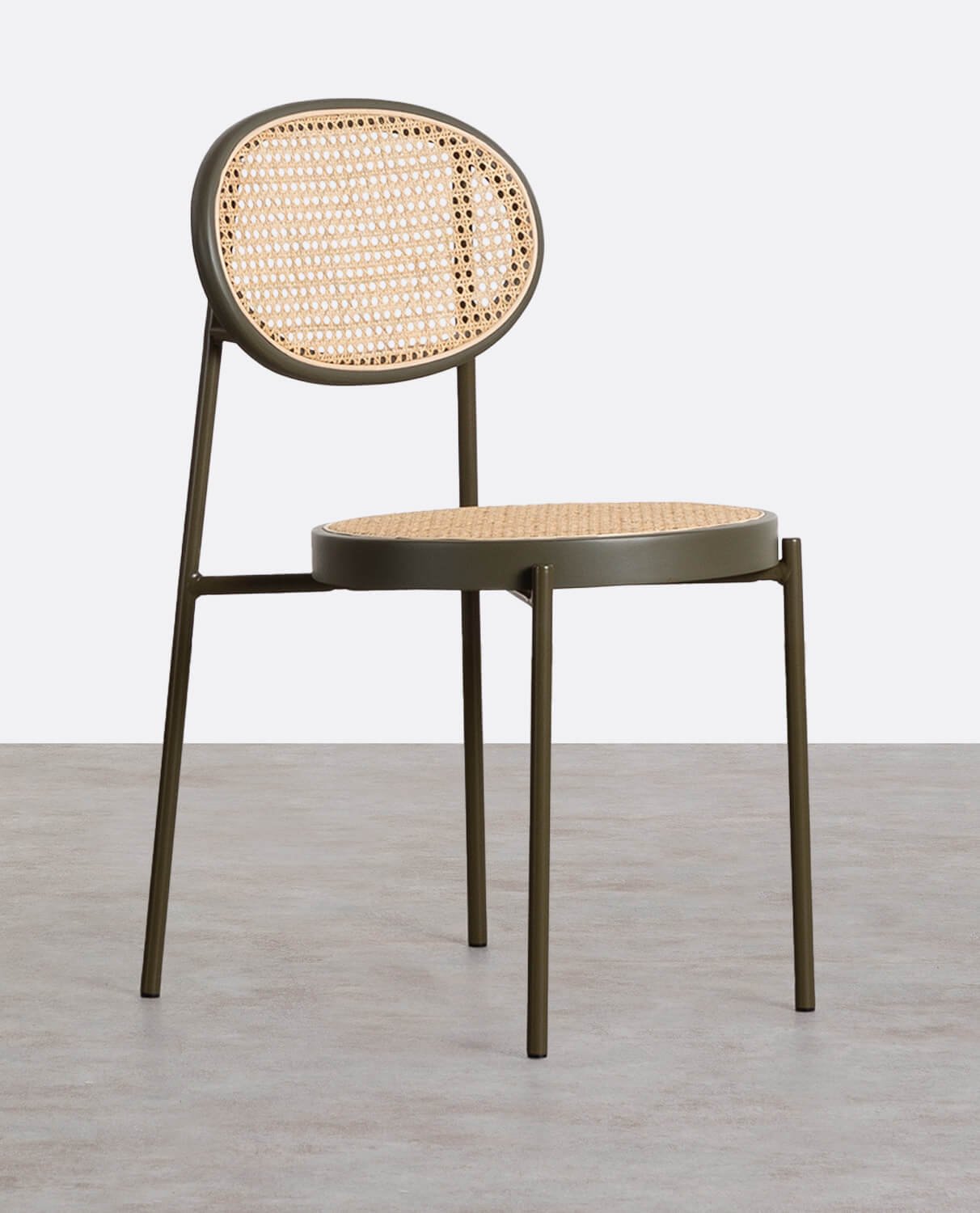 Silla de Comedor de Ratán Natural y Metal Vili, imagen de galería 1