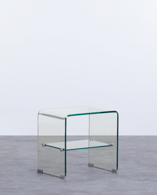 Pack 2 Mesitas de Noche Rectangular de Cristal Templado (47x36 cm) Endil