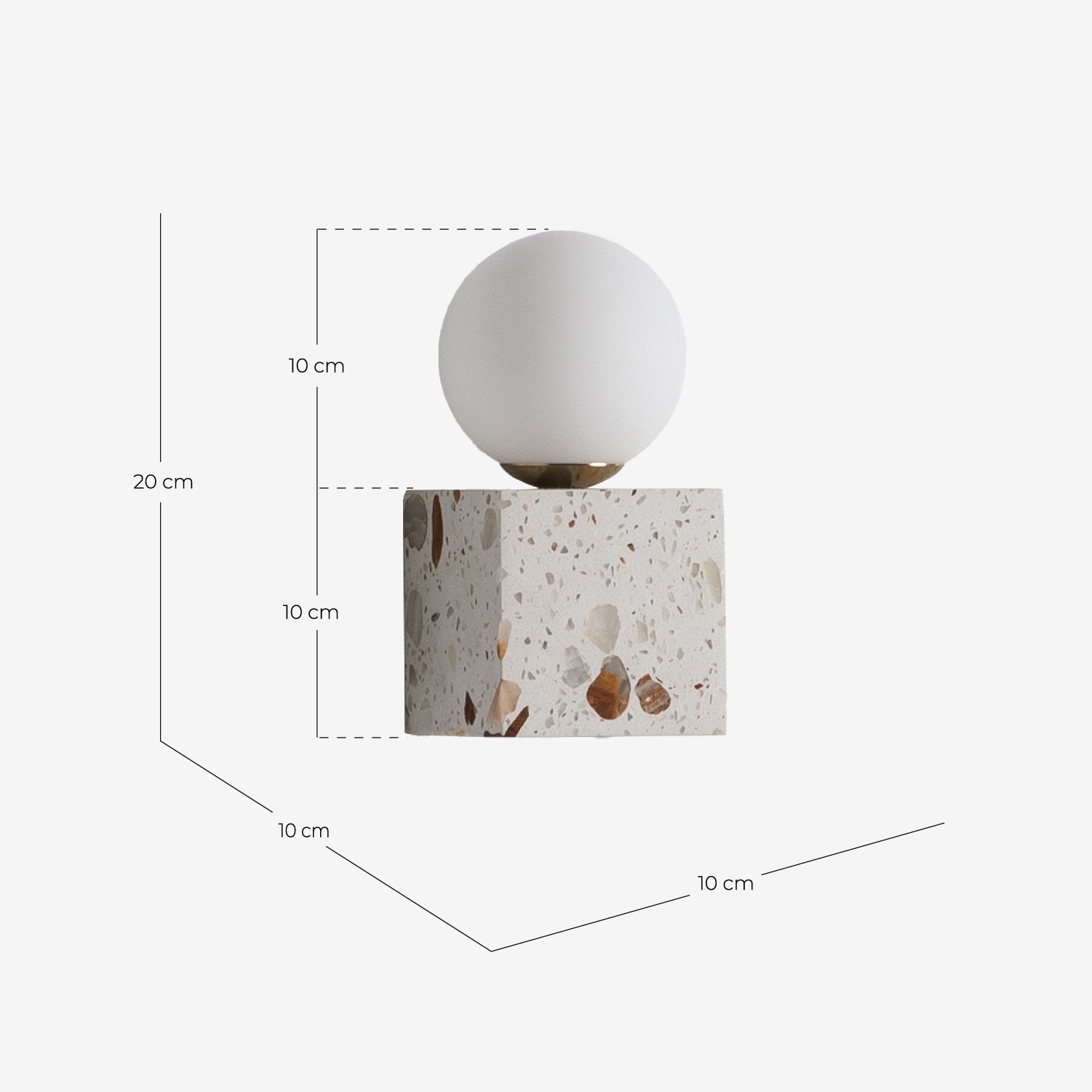 Aplique de Pared Cubo de Terrazo Lunas , medidas