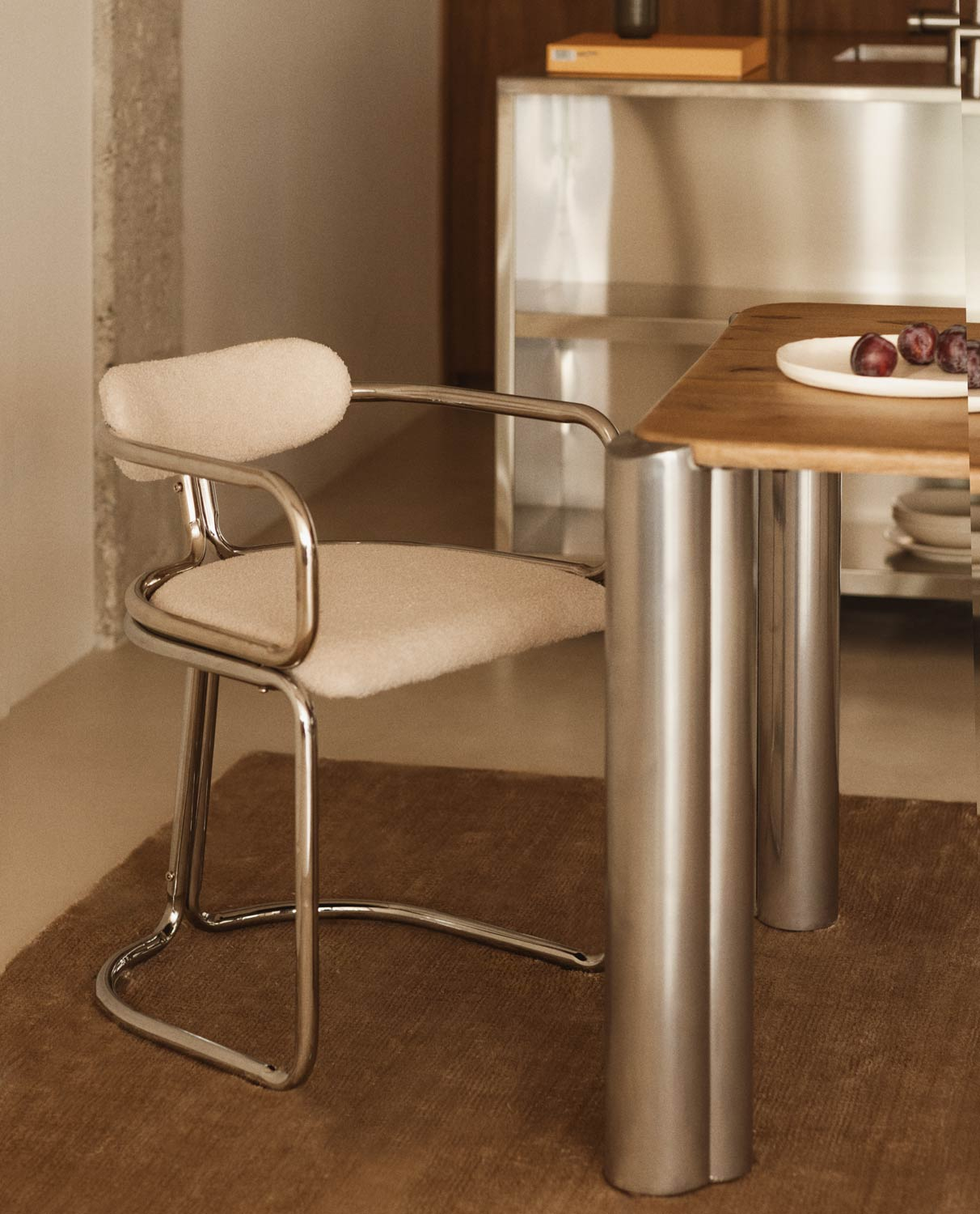 Pack 2 Sillas de Comedor con Reposabrazos de Tela y Metal Teba Bouclé, imagen de galería 2