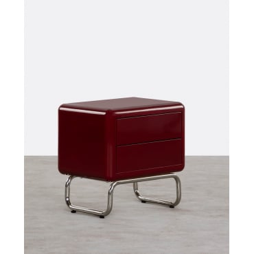 Pack 2 Mesitas de Noche con Cajones de Madera y Metal (55x40 cm) Candela Colours Rojo Tinto - The Masie