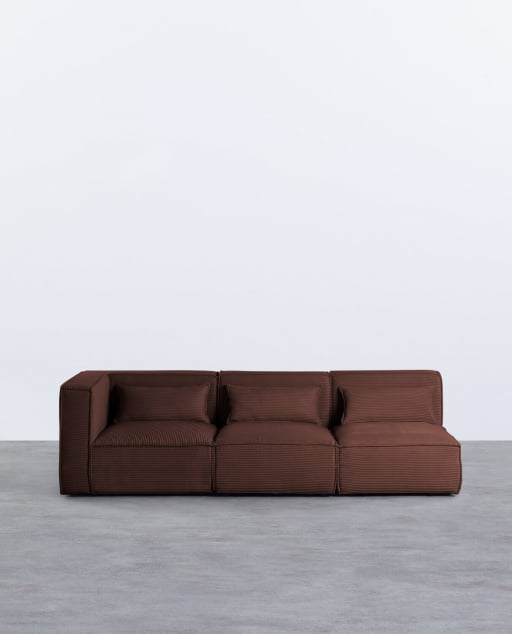 Sofá Modular de 3 Piezas Esquinero con 2 Sillones de Pana Gruesa Kilhe