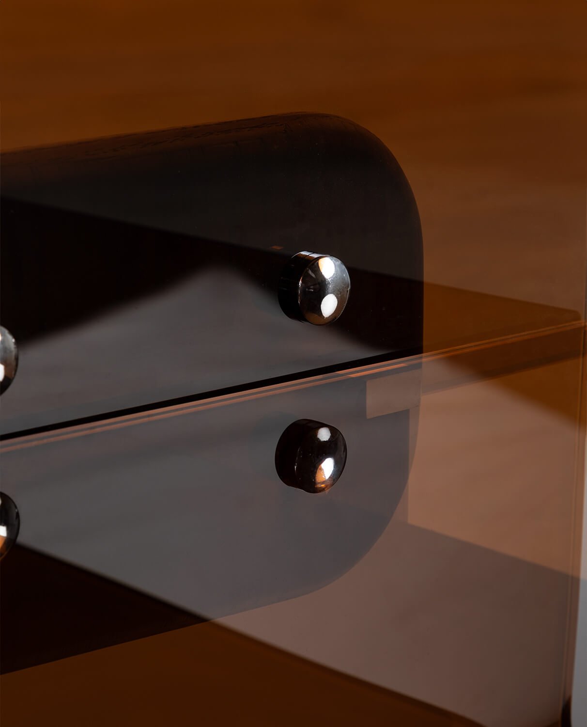 Mesa Auxiliar Rectangular de Cristal Curvado y Madera (45x40 cm) Clery, imagen de galería 6