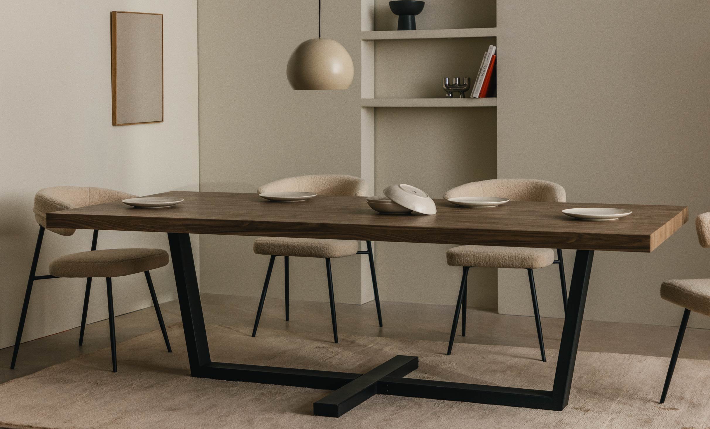 Mesa de Comedor Rectangular de Madera y Metal (240x100 cm) Bluma, imagen de galería 1