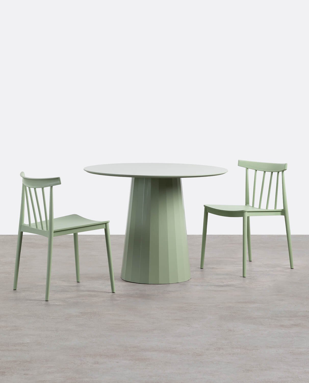 Set de Mesa de Comedor Redonda (Ø100 cm) Irem y 2 Sillas de Polipropileno Sunty, imagen de galería 1