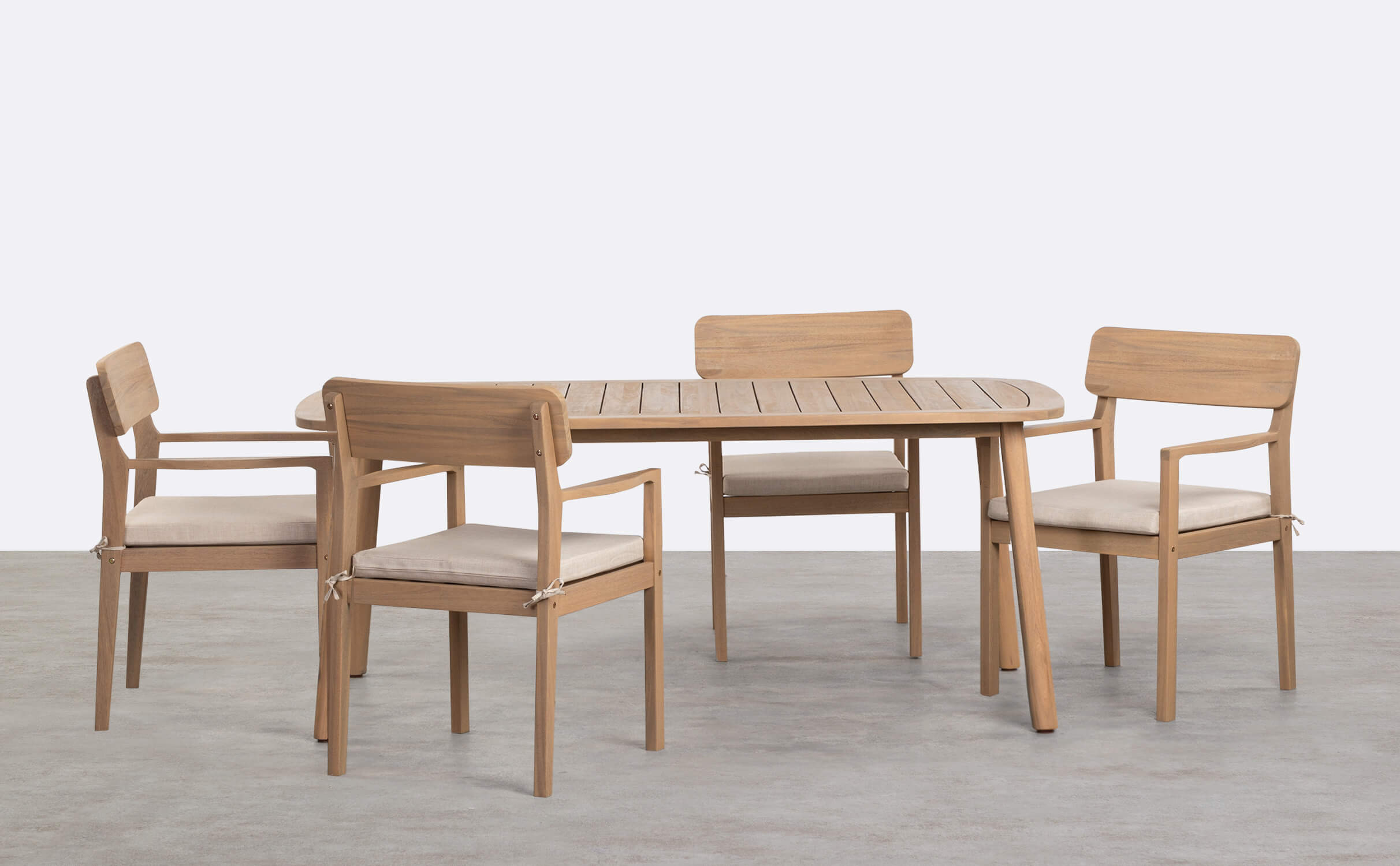 Set de Mesa Rectangular y 4 Sillas con Reposabrazos de Jardín de Madera de Acacia Marla, imagen de galería 1