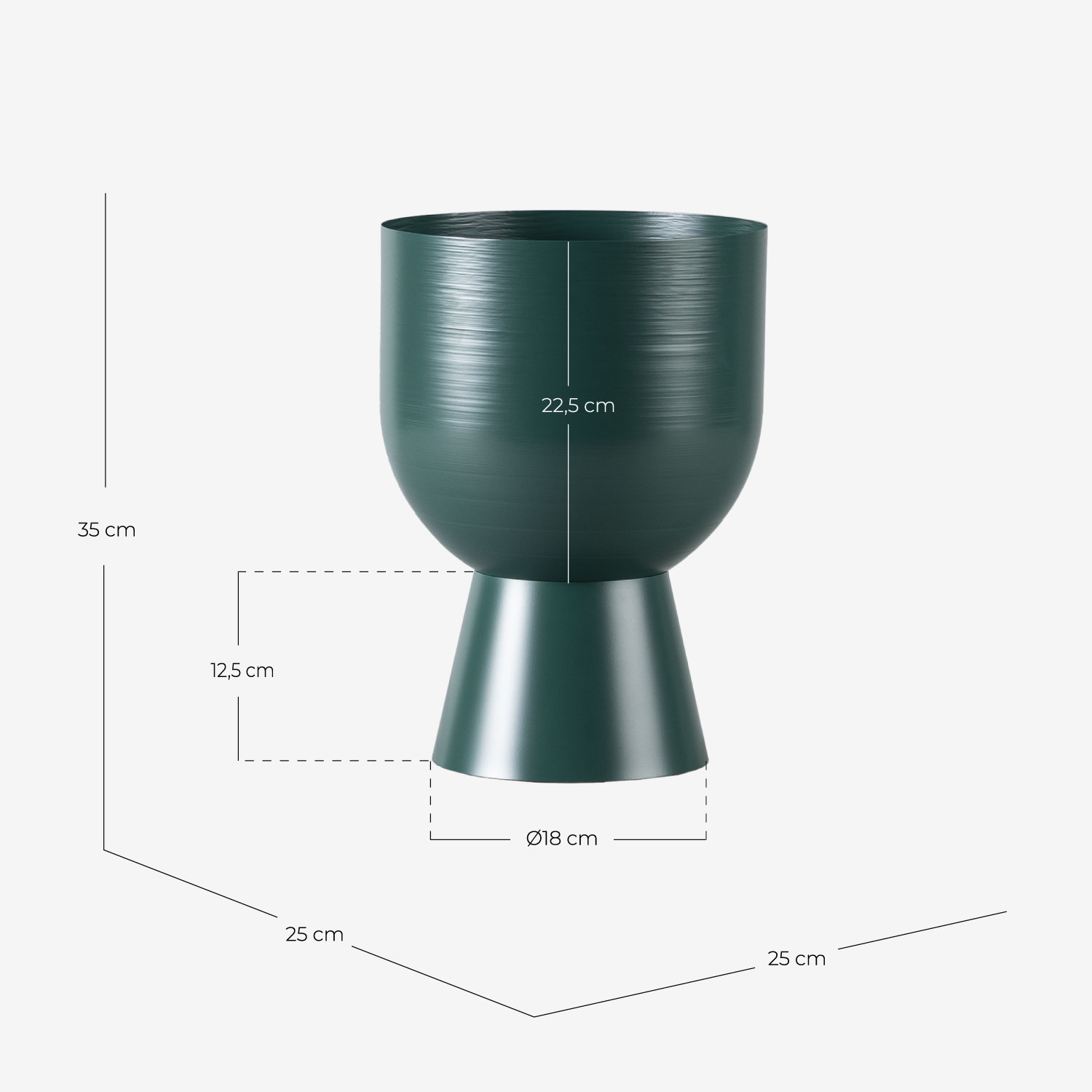 Cuenco Decorativo de Metal con Base (Ø25 cm) Oier, medidas