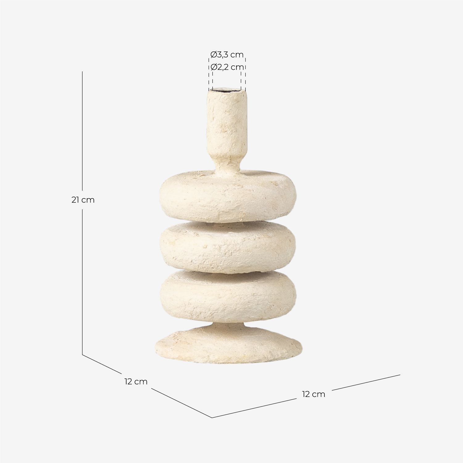 Candelabro de Metal (21 cm) Lucio, medidas