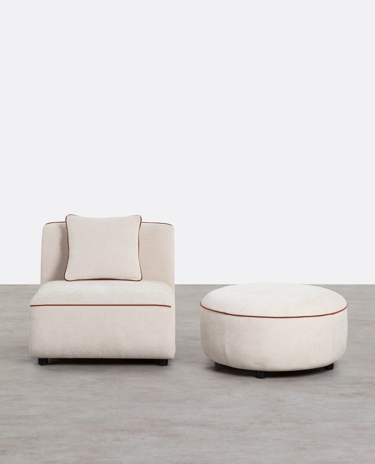 Sillón Modular con Puff Redondo de Tela Ilham, imagen de galería 2