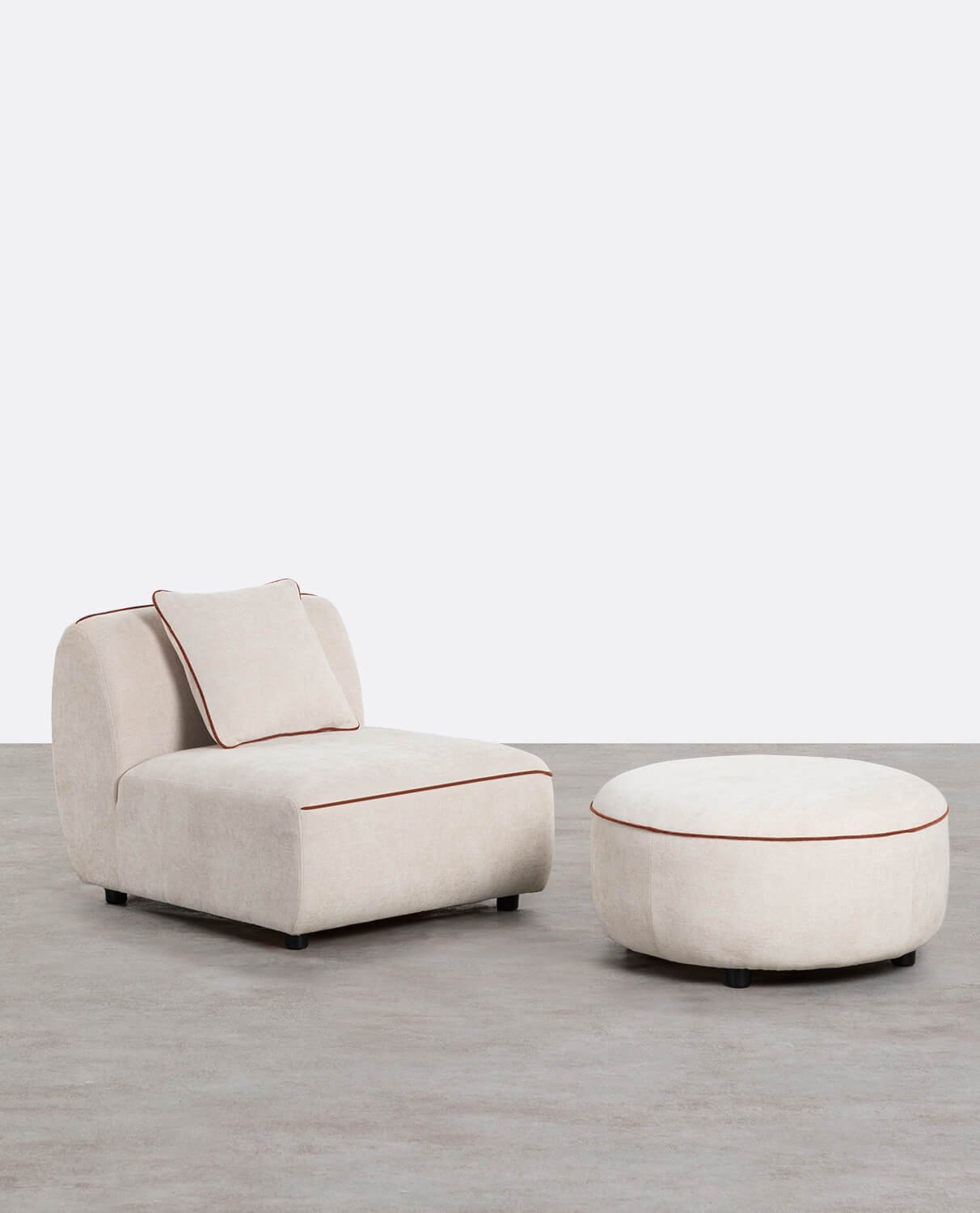 Sillón Modular con Puff Redondo de Tela Ilham, imagen de galería 1