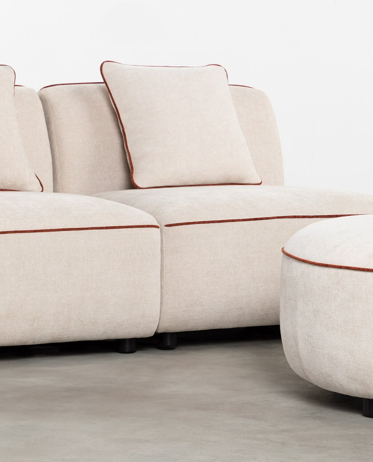 Sofá Modular 2 Piezas Esquinero con Sillón y Puff de Tela Ilham, imagen de galería 2